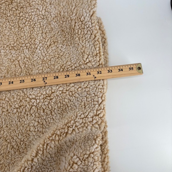 Knapp Studio Womens Medium Sherpa Fleece Teddy Coat Button Snap Front Collar Tan - Picture 7 of 9